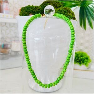 JAMES ASCHER Neon Green Handbeaded Rondelle Howlite Candy Necklace 16”-18”